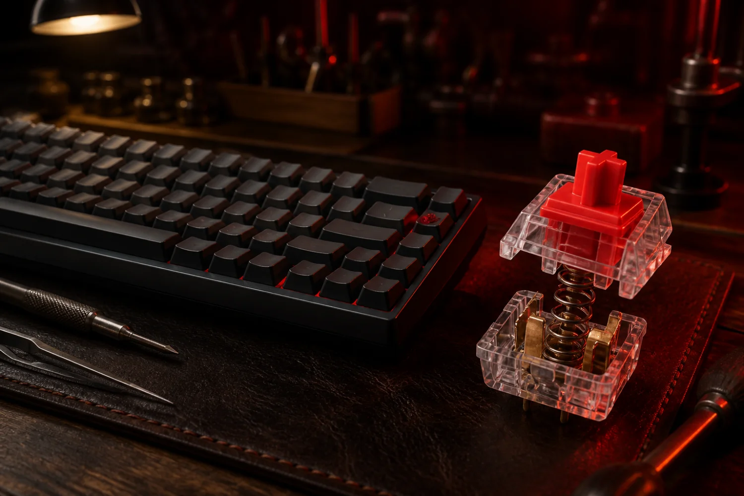 Linear switch and compact keyboard in an artisan workshop